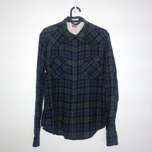 Levi's Black Watch Pattern Plaid Slim Fit Button Down Shirt